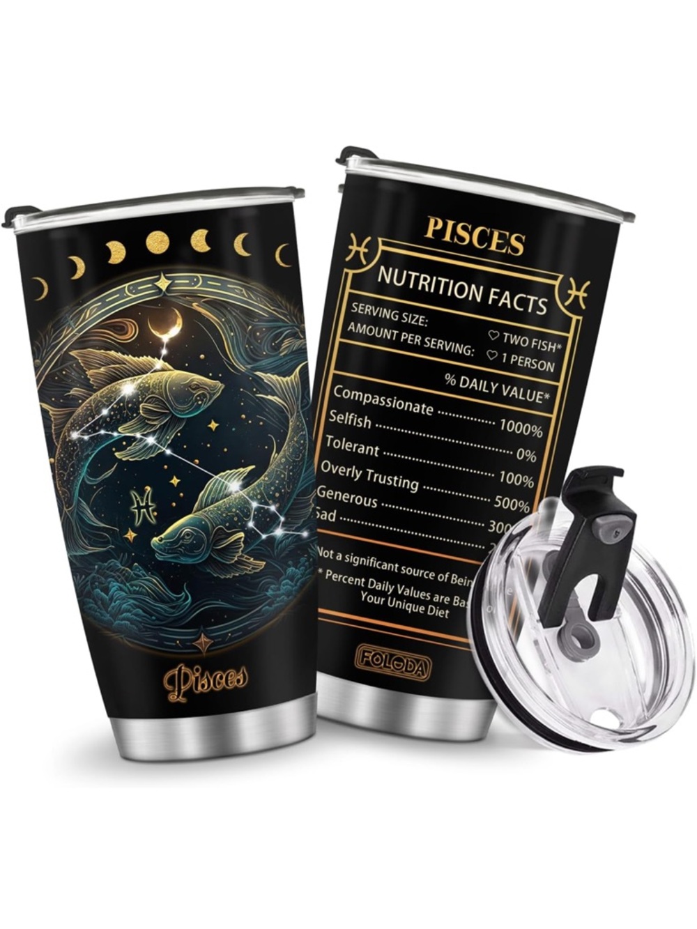 Pisces Zodiac Horoscope Insulated Stainless Steel Tumbler - Hot or Cold
